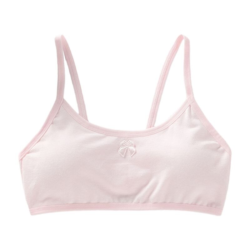 Puberté filles Spaghetti sangle sous-vêtements bonbons couleur nœud soutien-gorge d'entraînement dos nu amovible rembourré sans fil brassière