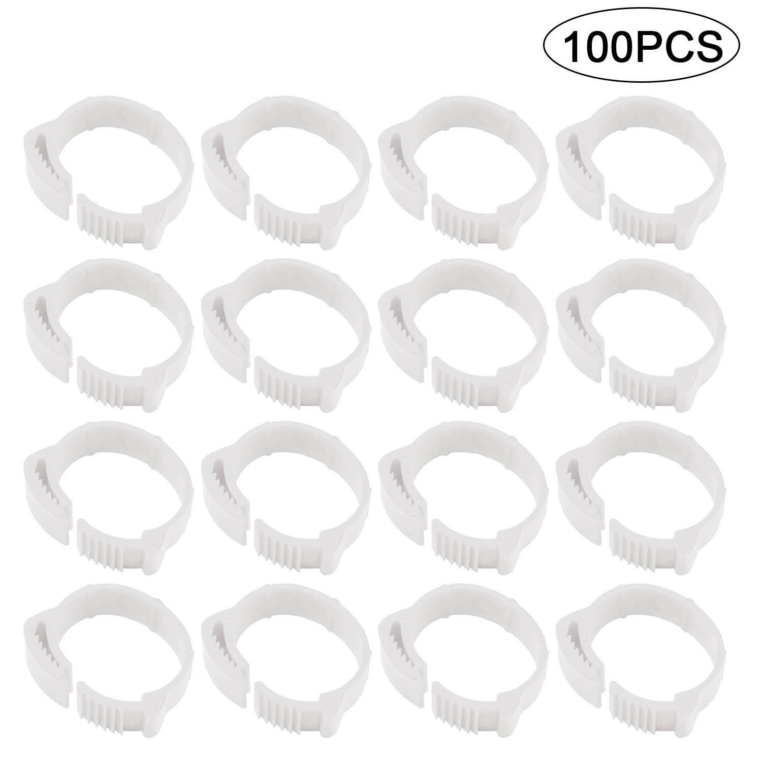 Behogar 100PCS Adjustable Digital Label Poultry Chicken Foot Label Buckle Rings for Chicken Duck Pigeon Poultry Farm Supplies: White