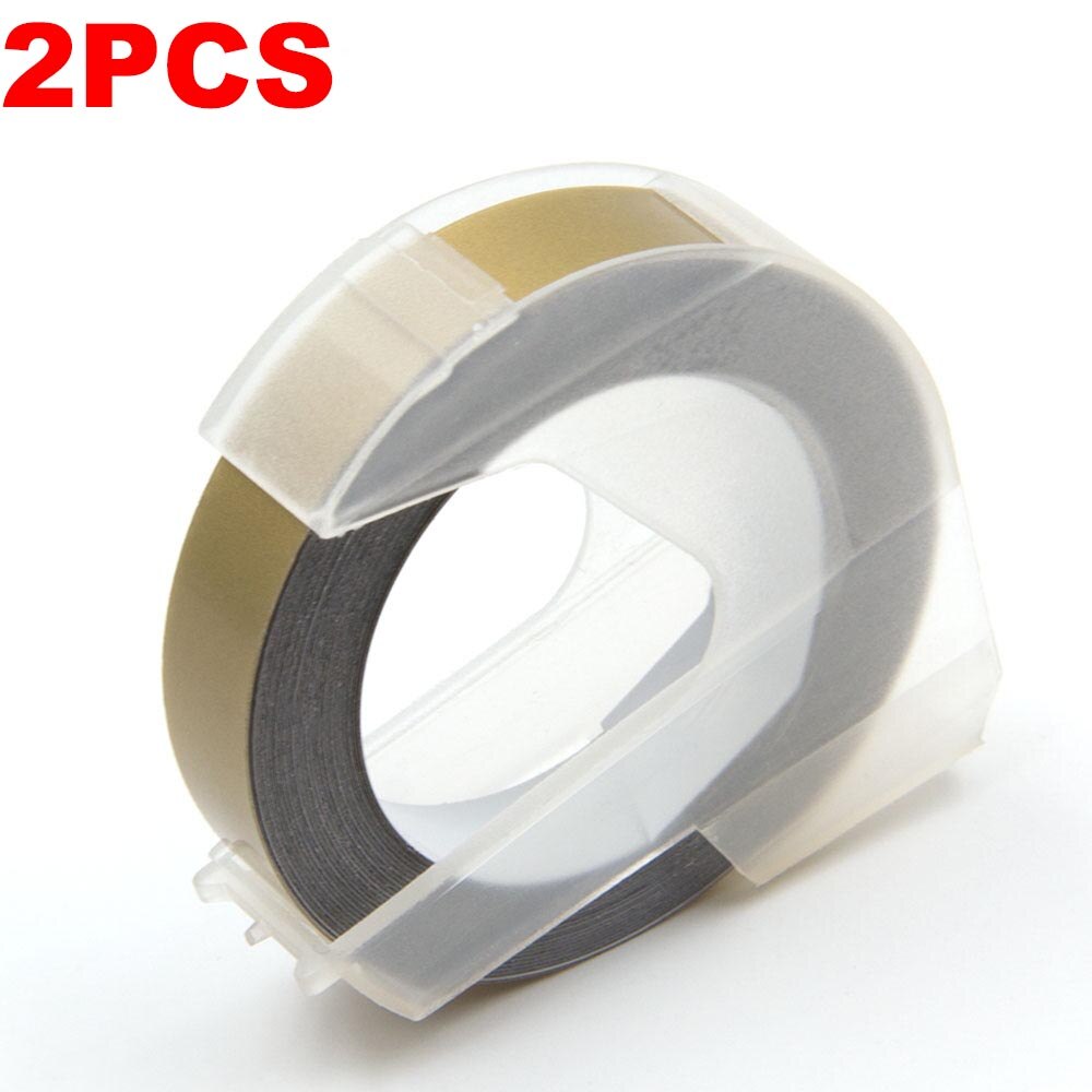 Absonic 2PK 9mm 3D Embossing PVC Label Tapes Compatible Dymo 1610 1880 12965 Manual Label printers for Motex E101 Label Makers: White on Gold