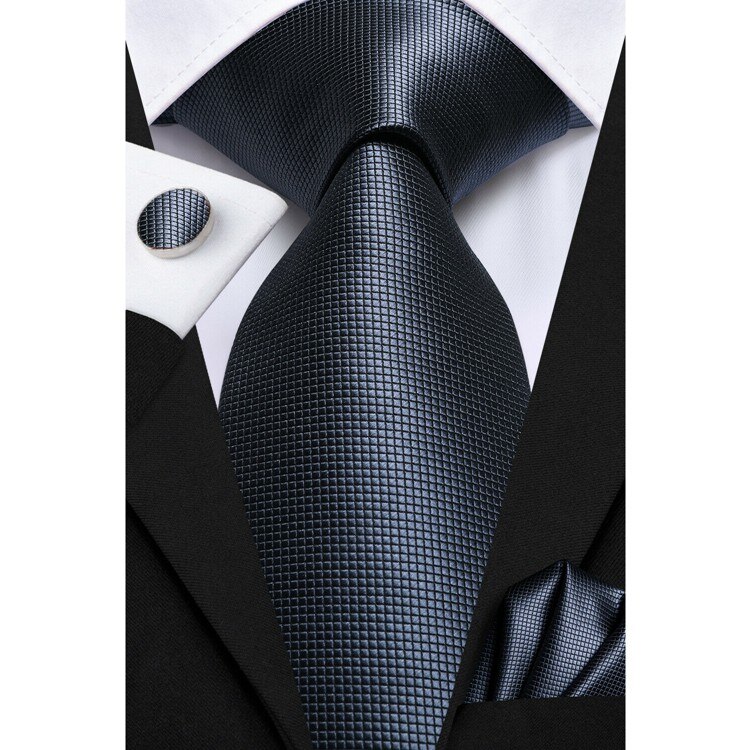 Mens Tie Handkerchief Necktie Cufflinks Set Black Ties for Men Cravat Party Man Wedding Dress Accessories: LD-GK-2