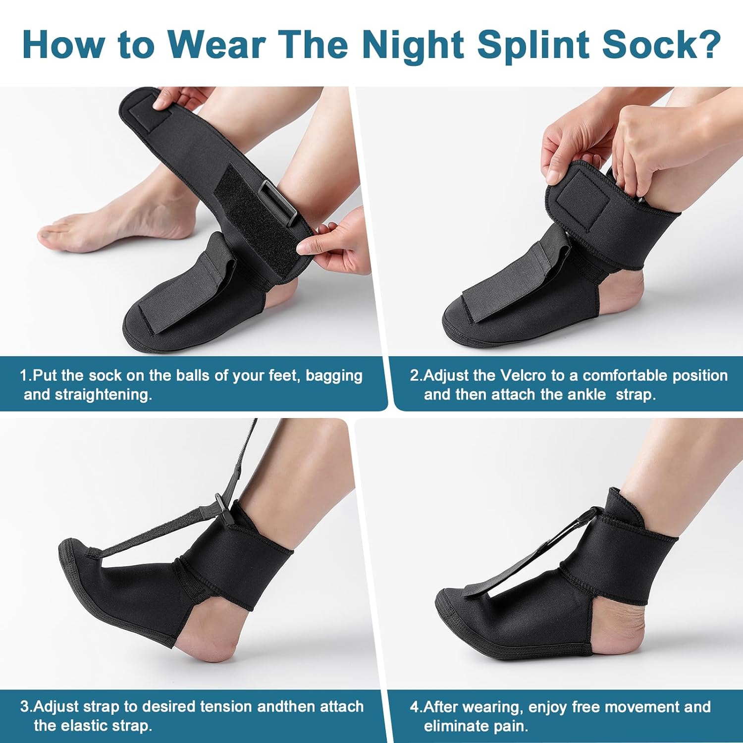 BraceAbility Plantarfasziitis-Nachtschiene, weiche Plantarfaszienbandage zum Schlafen, Achillessehnenentzündung, Fußabfall, Fersenschmerzen