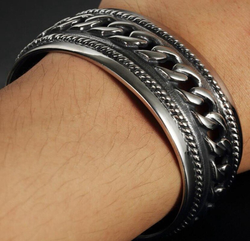 Metalen Giant Ketting Gesp Mannen Bangle Dominant Rock Mannen Biker Party Armband
