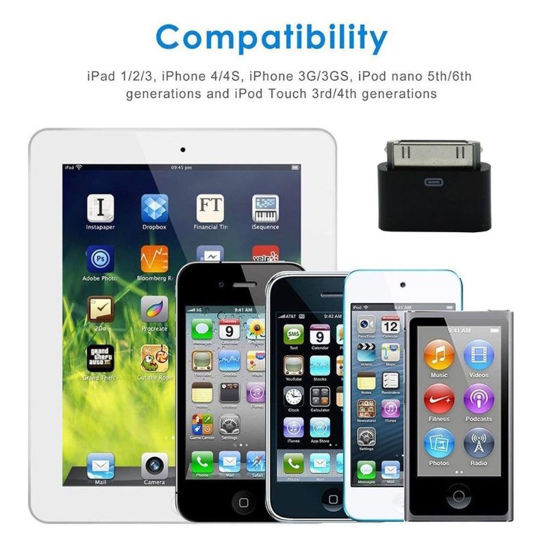 Convertisseur adaptateur mâle 8 broches femelle à 30 broches pour iPhone 4 4S iPad 2 3 iPod Touch 4