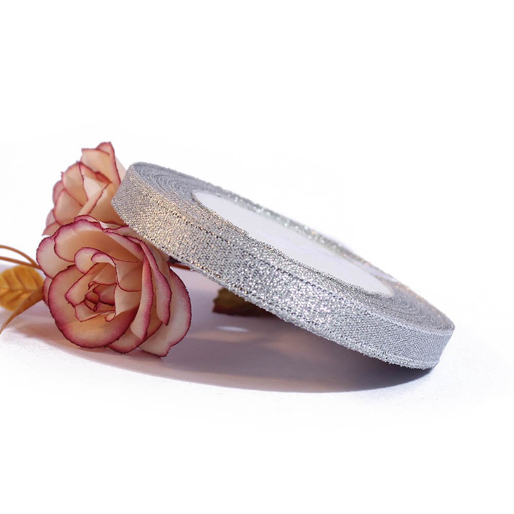 Handmade Silver Metallic Ribbon 25 Yards Ribbon For Bow Craft Wedding Party DIY Decoration packaging accessories: 10mm 25Y Silver