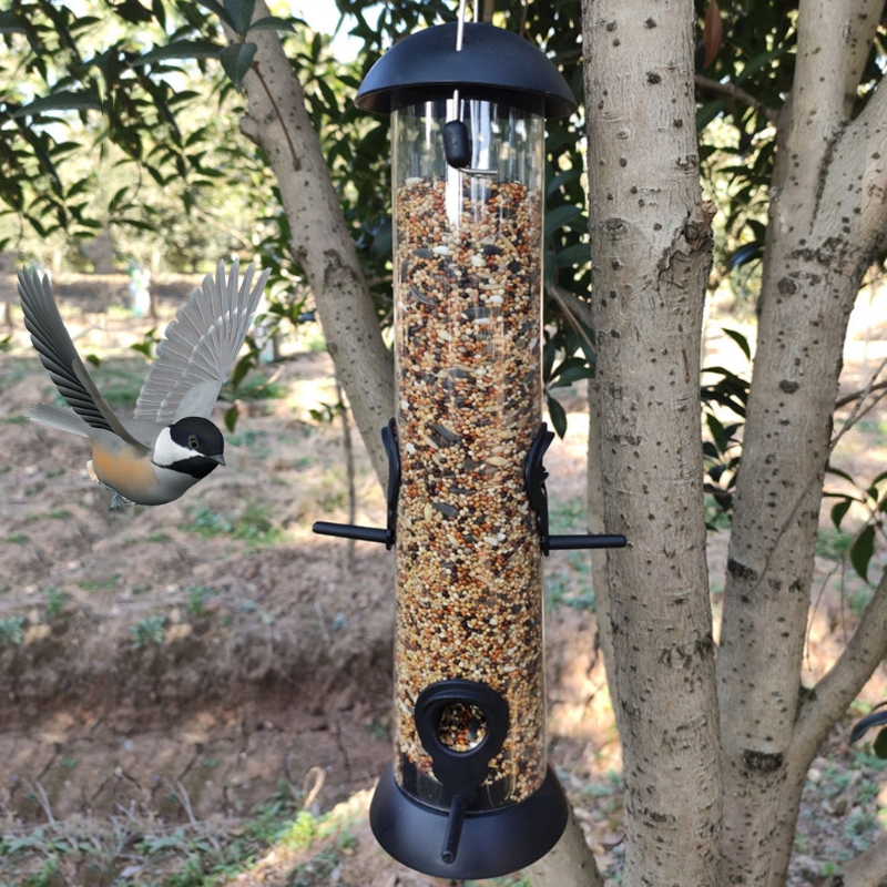Hanging Wild Bird Seed Feeder Bird Food Dispender Outdoor Garden Feeding Tool
