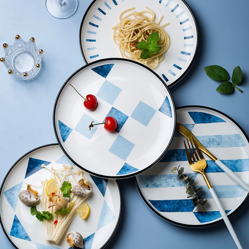 Keramisk bøf tallerken western mad rund 8 tommer gitter porcelæn flad tallerken hjem restaurant køkken service