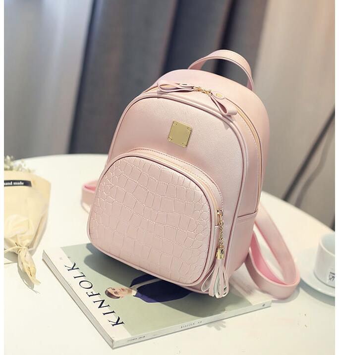 Mochila De piel con estrella de la para mujer, morral escolar con lentejuelas de piedra para chicas adolescentes, Mochila pequeña de estilo pijo LB894: Rosa
