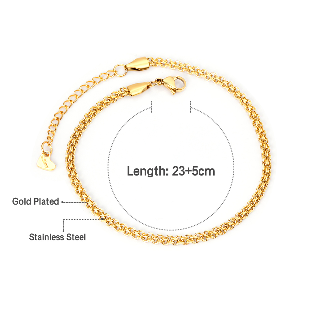 Simple Gold Color Stainless Steel Anklets Bracelets Women Tassel Starfish Leg Chain Heart Tag Foot Jewelry Summer Accessories: Titanium Plated