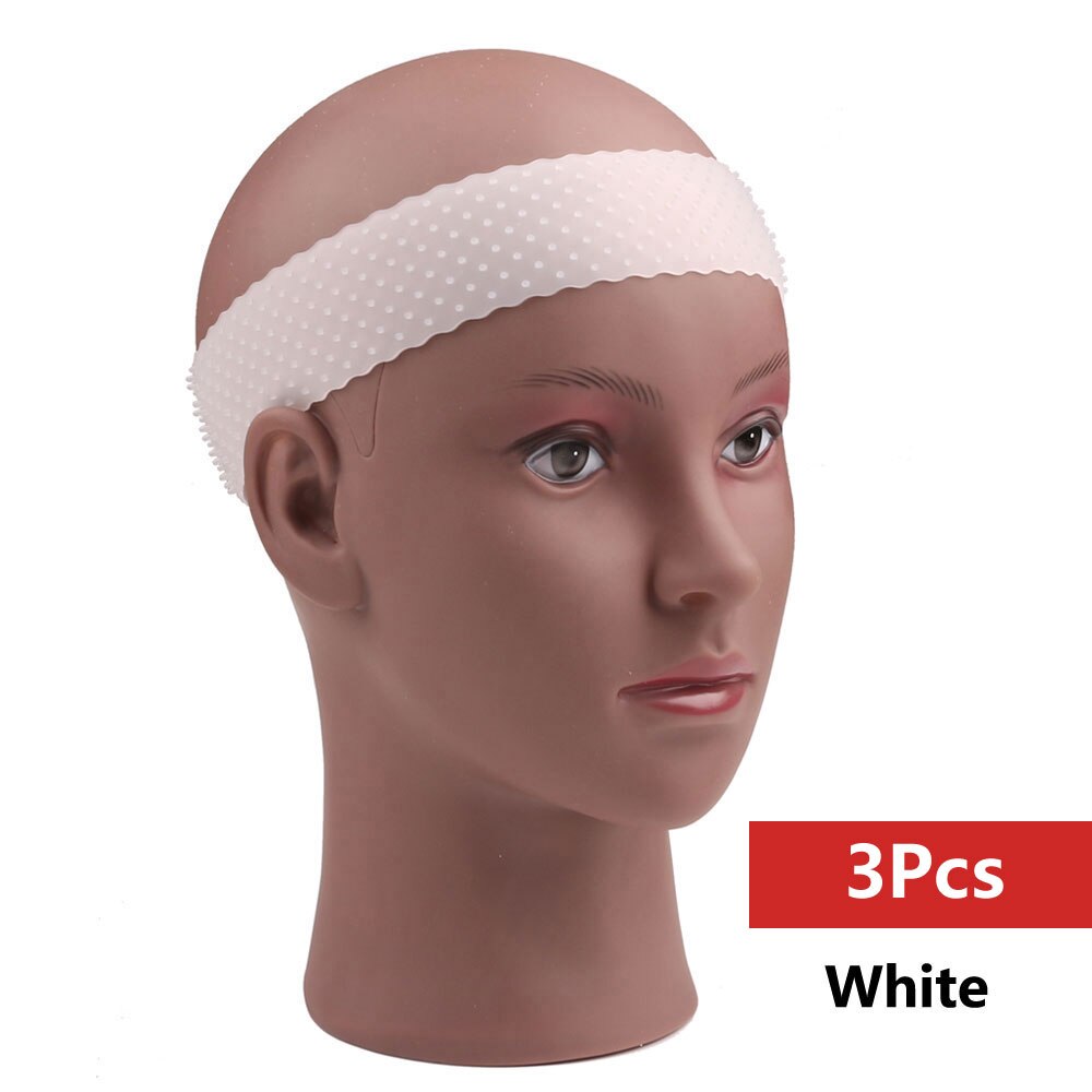 Transparent Silikon Stirnband Non Slip Elastische Weiche Perücke Grip Band Einstellbar Frauen Haar Band für Fix Perücken Silikon Band: 3pc White