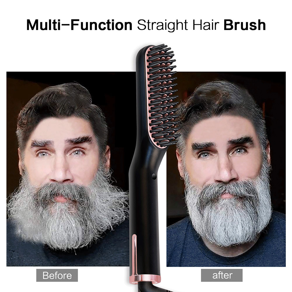 Brosse à cheveux électrique multifonction pour hommes, peigne à lisser la barbe, Anti-brûlure, pour coiffer rapidement