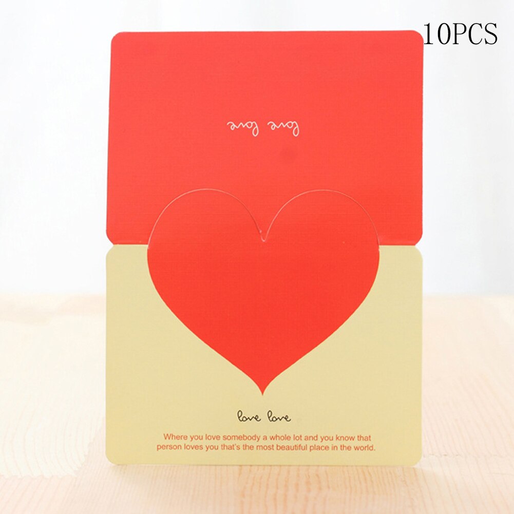 10Pcs/Lot Heart Shaped Greeting Card With Envelope Mother Teacher Thank You Blessing Postcard Birthday Valentine's Day Card: Yellow
