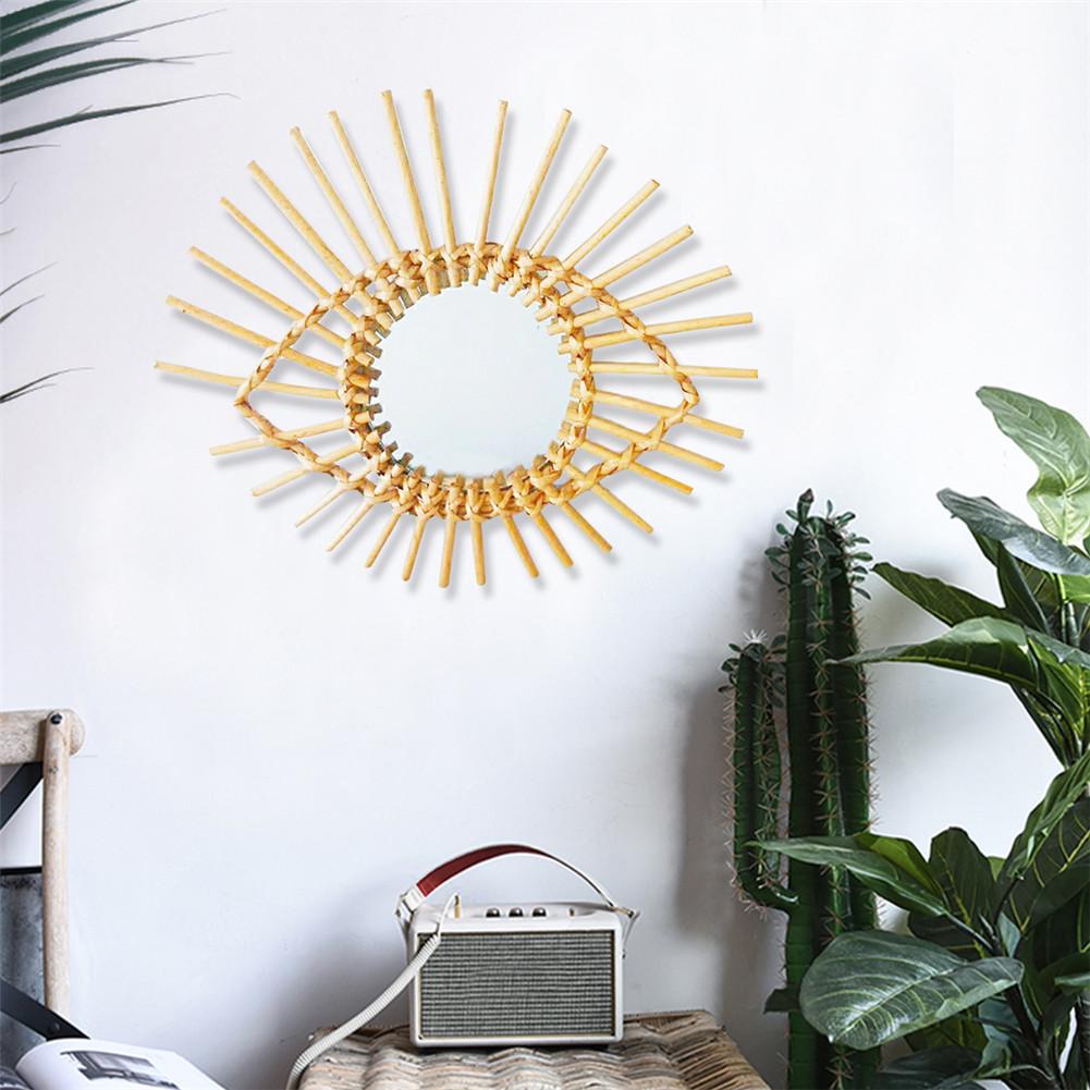 Rotan Spiegel Eye Shape Muur Opknoping Up Dressing Spiegel voor Woonkamer Keuken Badkamer Art Decoratie Home Decor