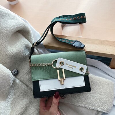 Mini kvinder crossbody tasker retro bred rem skulder messenger taske kvindelige luksus rejse håndtasker og punge: Grøn -1