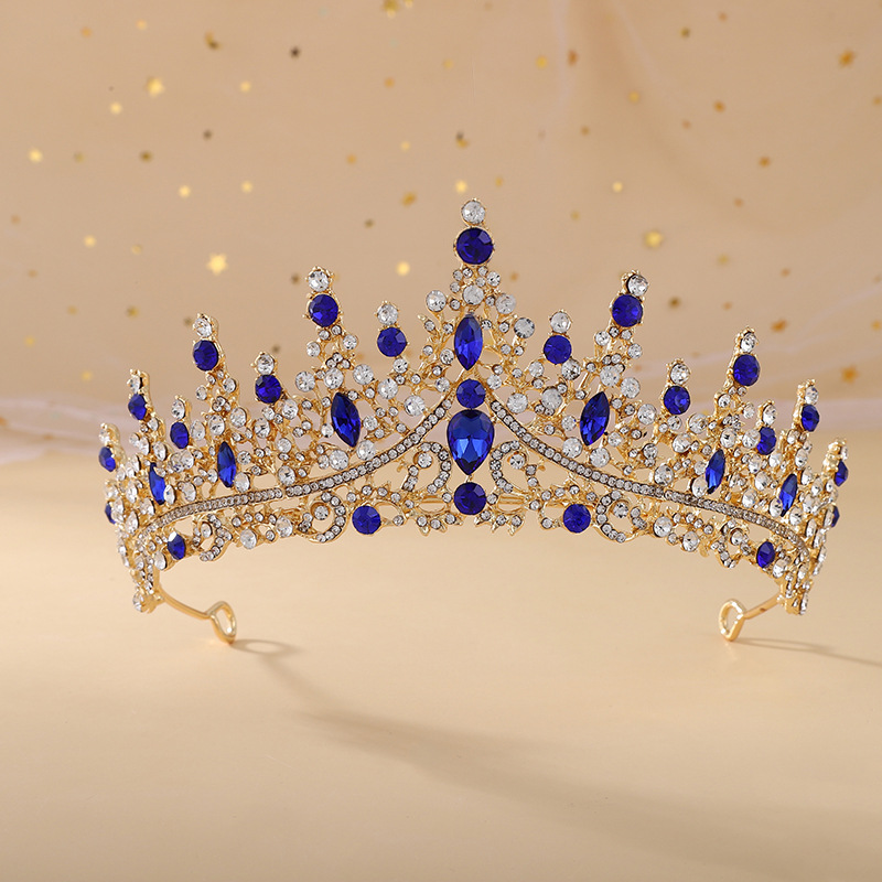 Tiaras nupciales de cristal de ópalo de Reina de princesa barroca, coronas, tocados elegantes de lujo, diadema, vestido de pelo de boda, accesorios de joyería: Plata antigua plateada