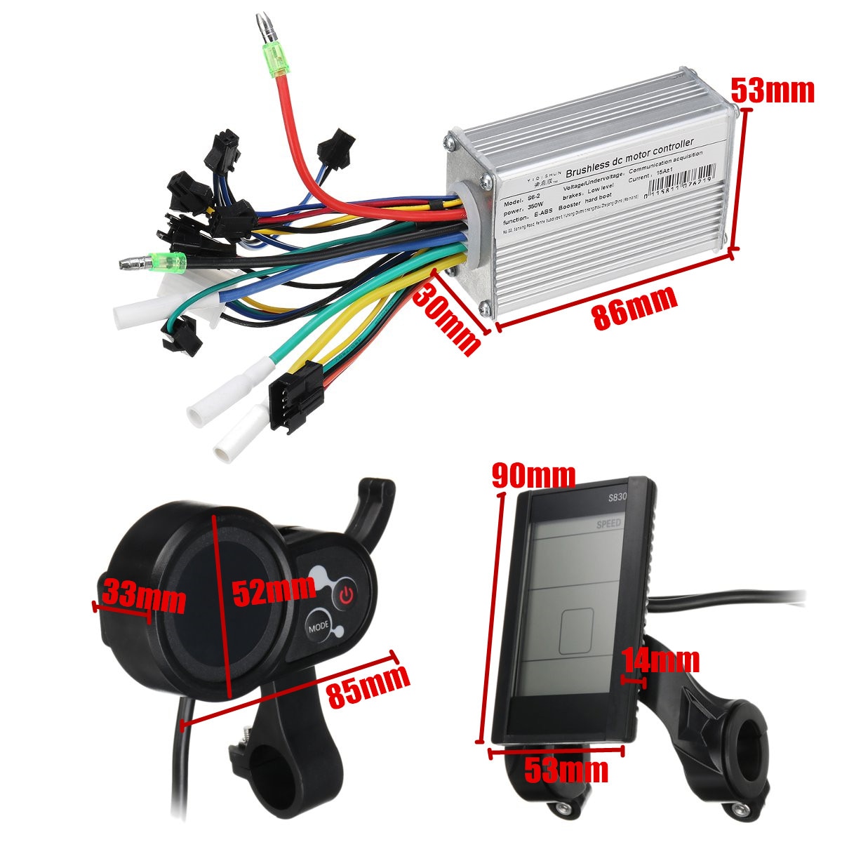 350w borstelloze motoren met 24v-48v borstelloze motoren, lcd/smart display voor scooters, e-bikes en elektrische fietsaccessoires