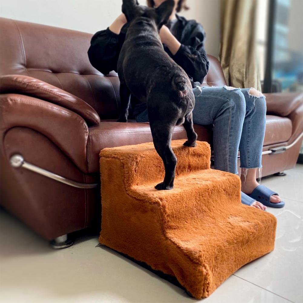 Pet Ladder 3 Step Detachable Plush Non-slip Dog Ramp Stairs Puppy Dog Stairs Pet 3 Steps Stairs for Small Dog Cat Dog House