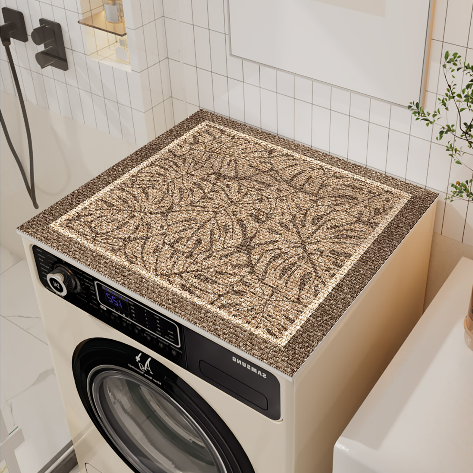 Retro Washing Machine Cover Mat Cabinet Fridge Top Dust ProtectorDrain Pad Kitchen Dish Dry Mat Microwave Oven Cover: army green