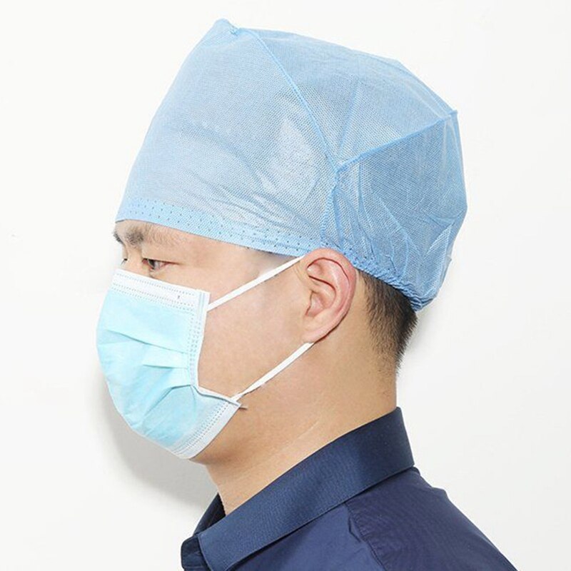 20 stk engangs badehætte bouffant caps vandtæt hår turban hat sygeplejerske støvtætte arbejdshatte voksen blå non-woven hovedbetræk