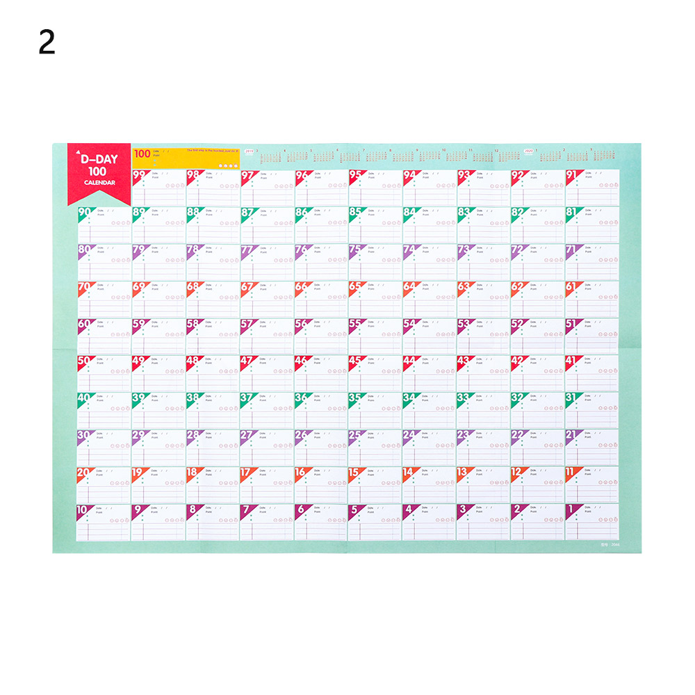 1 PC 100-Day Countdown Sign Calendar Learning Schedule Daily Agenda for Kids Study Planning Office School Supplies