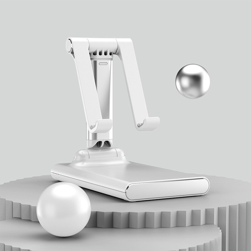 Pinzheng tragbarer universal-tablet-halter für ipad pro 11 und 12.9 , faltbarer, verstellbarer tablet-ständer für iphone und xiaomi-handys: Weiß