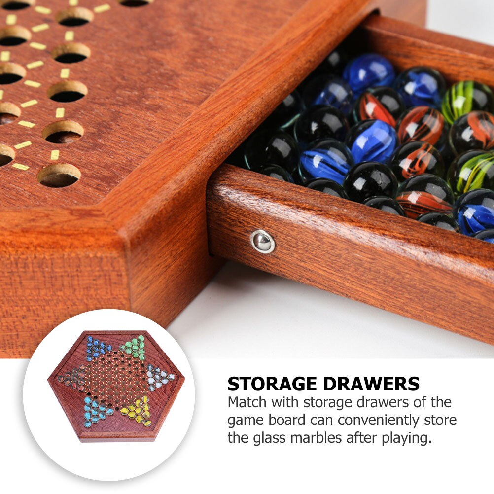 1 Set Wooden Traditional Educational Funny Chinese Checkers Chinese Chequers Checker