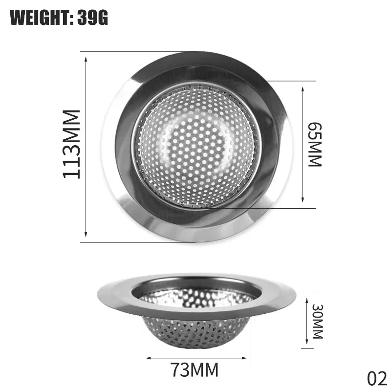 Colador de fregadero, filtro de rejilla para fregadero de cocina, filtro de orificio de drenaje de acero inoxidable, protección de malla contra obstrucciones, accesorios de cocina