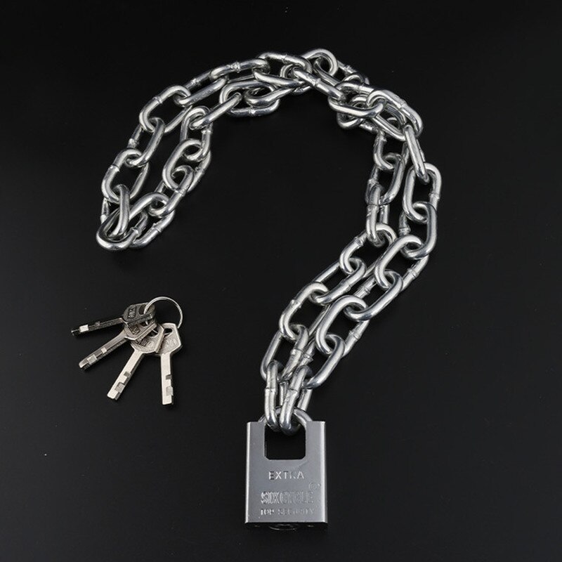 1set 0.5-2M lengthen Steel Chain lock padlock with key Anti-theft Security for big door Bicycle locking Hardware Improvement