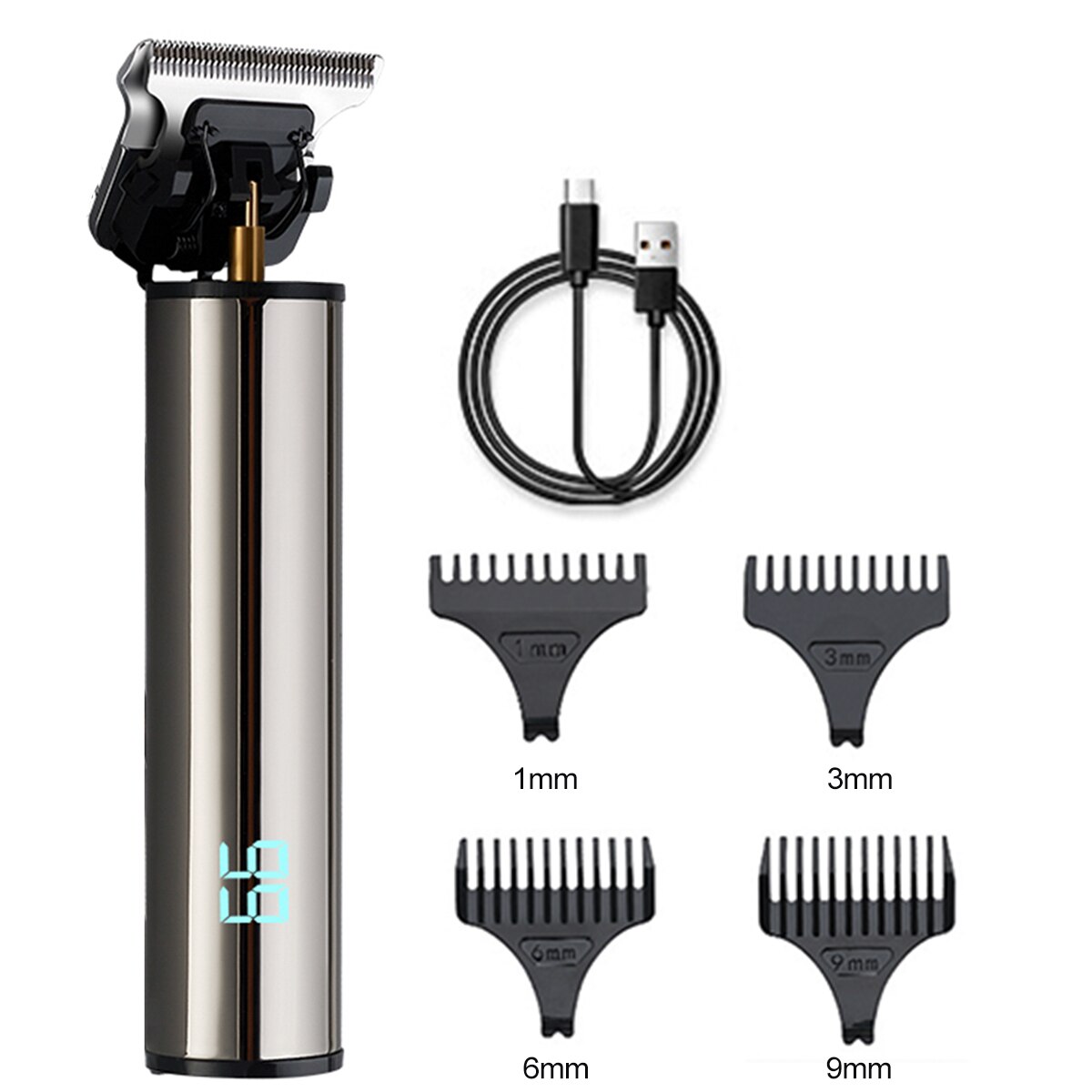 USB Bald Head Hair Clipper Trimmer Heavy Hitter Shaving Rechargeable Cordless Hair Cutter Buddha Dragon Tiger 0mm T Blade Head: Type 5