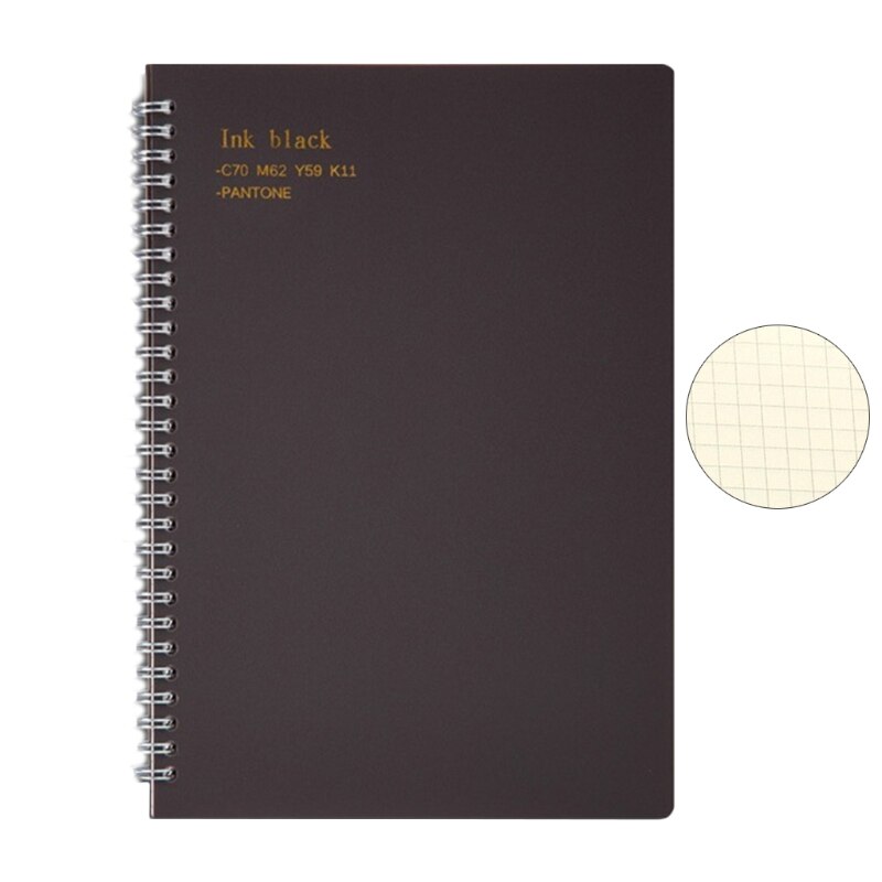 80Sheets Coil Notebook Inner Paper Pages Vintage Retro Paper Spiral Bound K92C: Grid brown