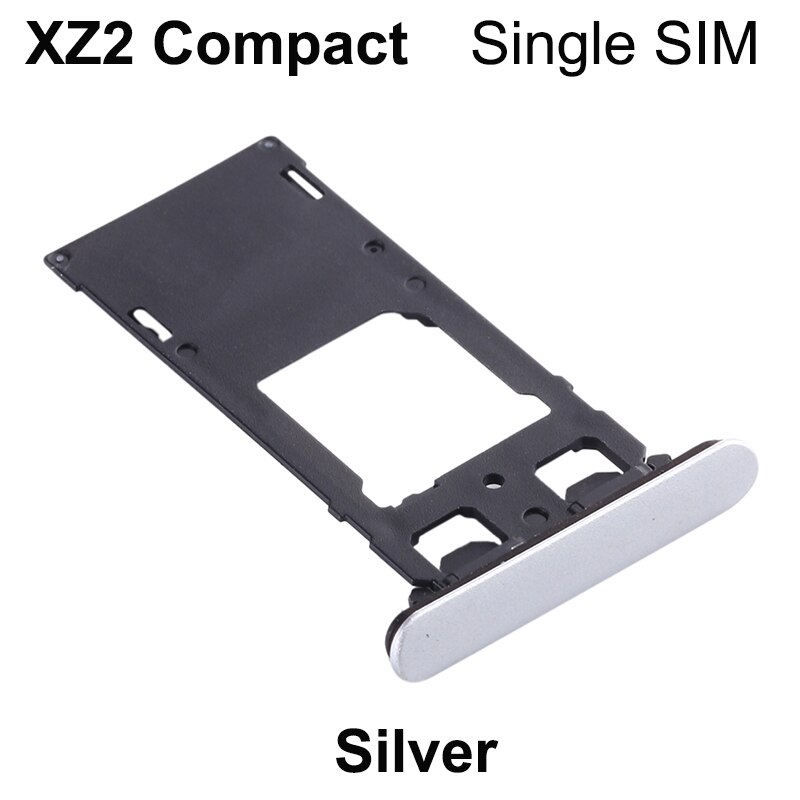 Aocarmo Micro SD SIM Karten-behälter Slot Mit Staub Stecker Abdeckung Ersatz Für Sony Xperia XZ2 Kompakte H8324 XZ2c XZ2mini 5 zoll: Single SIM-Silver