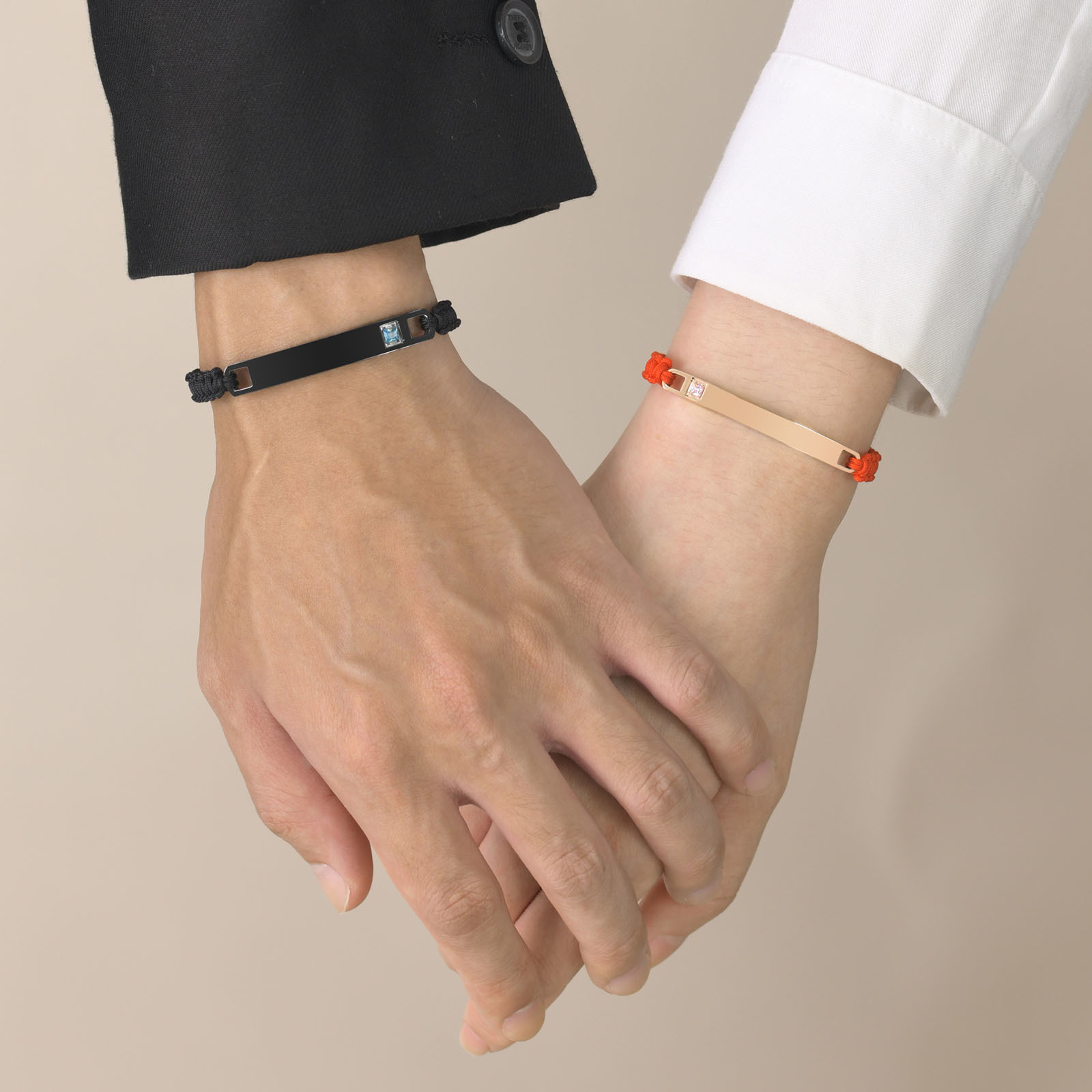 Vnox braccialetto coppia ID in acciaio inossidabile personalizzato gratuito per donna uomo, amanti della catena in corda intrecciata fatti a mano regolabili gioielli regalo BFF