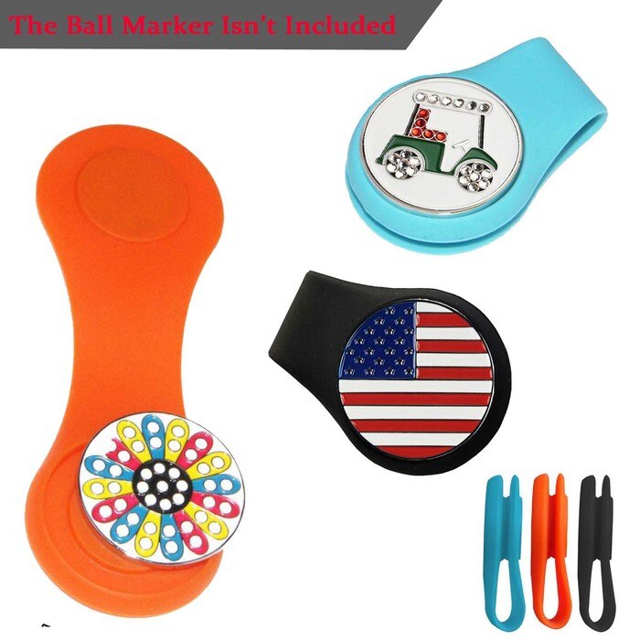 Marqueur de balle de Golf magnétique en Silicone, , Clip de chapeau, aimant puissant attaché à votre bord de poche, ceinture, 3/6 pièces