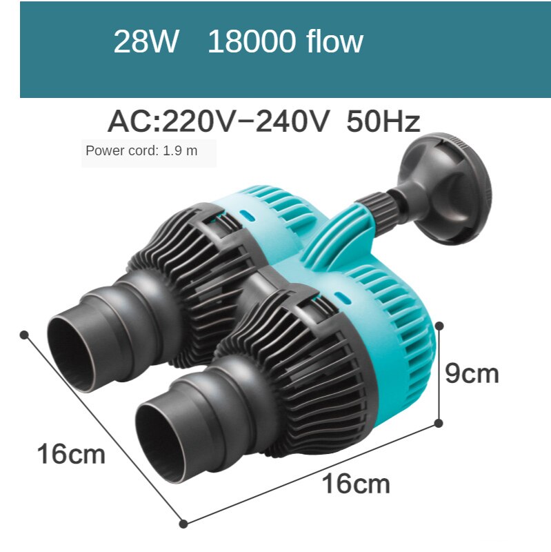 Aquarium Wave Maker Pump Single Double Magnet Head 360 dergee Adjustable Wave Flow Pump for Fish Tank 220/240V Wave Water Pump: 28W(Double Head)