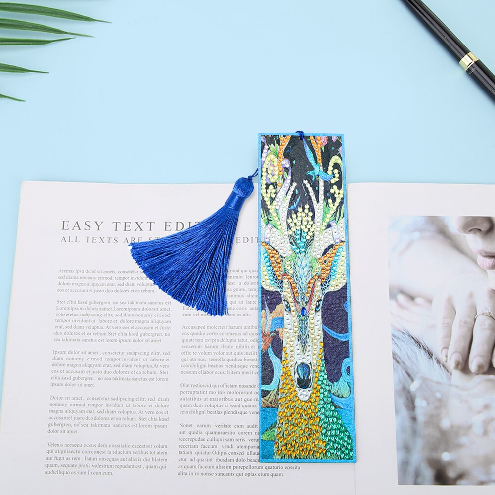 5D Special Shaped Diamond Painting Leather Bookmark Diamond Embroidery Craft Tassel Book Marks DIY Crafts Christmas