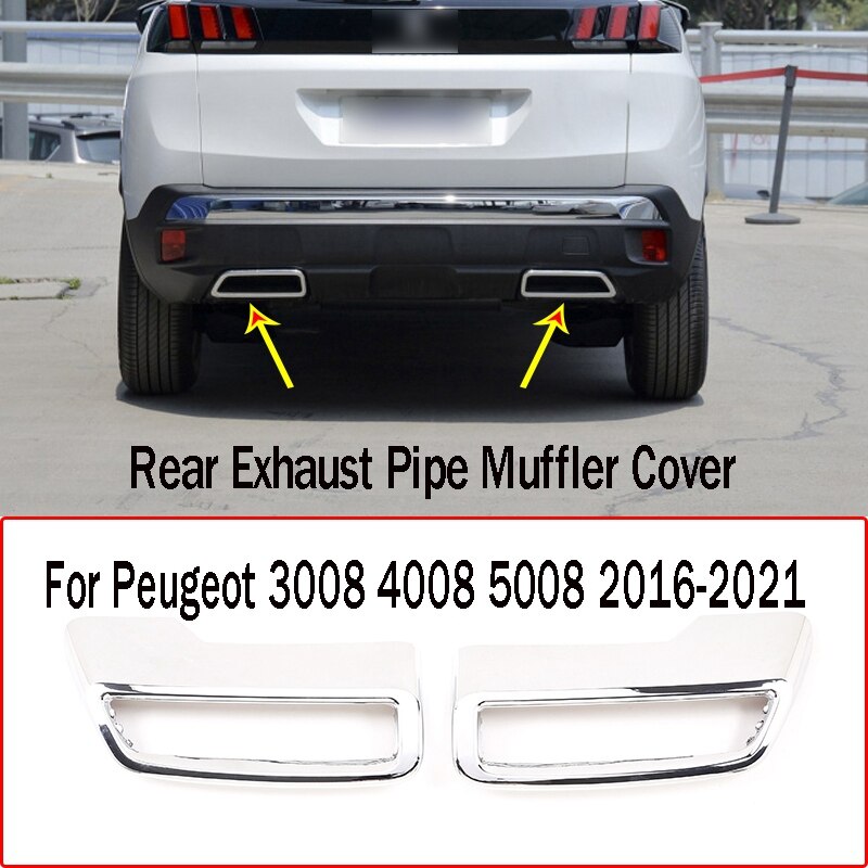1Pair Chrome Rear Exhaust Pipe Muffler Cover Decor Trim Exhaust Pipe Tail Cover For Peugeot 3008 4008 5008