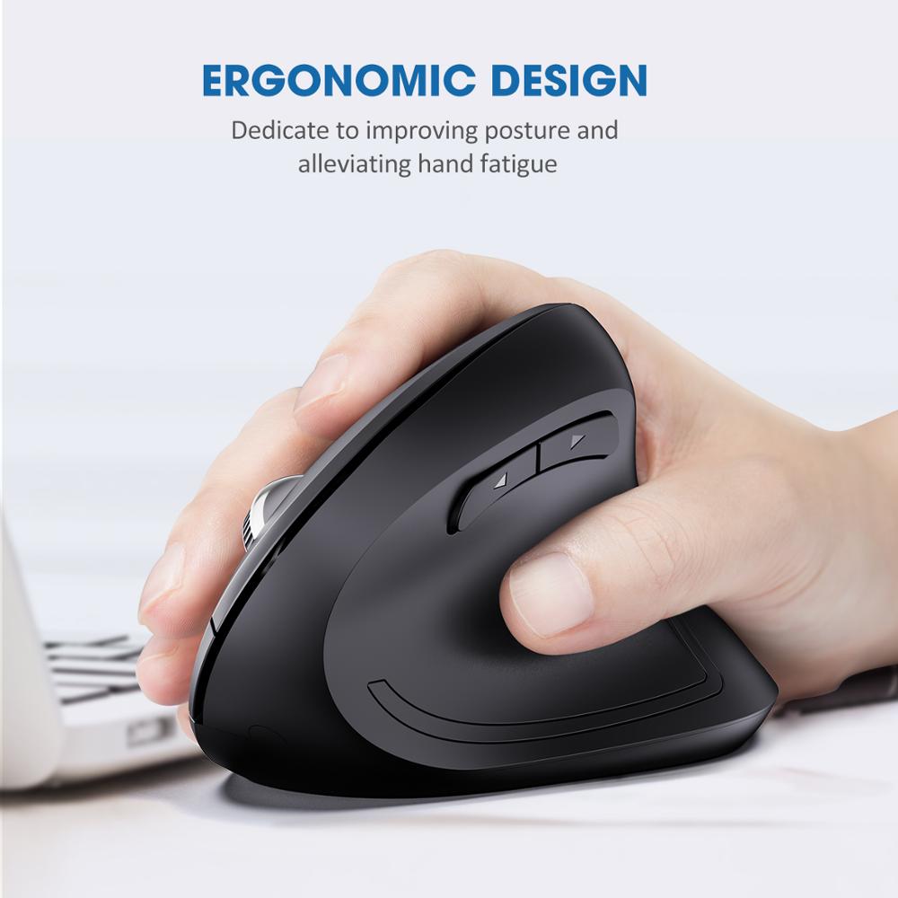 VicTsing PC134 2.4G Wireless Vertical Mouse Ergonomic High Precision Optical Mouse 6 Buttons Adjustable 2400DPI For Computer PC