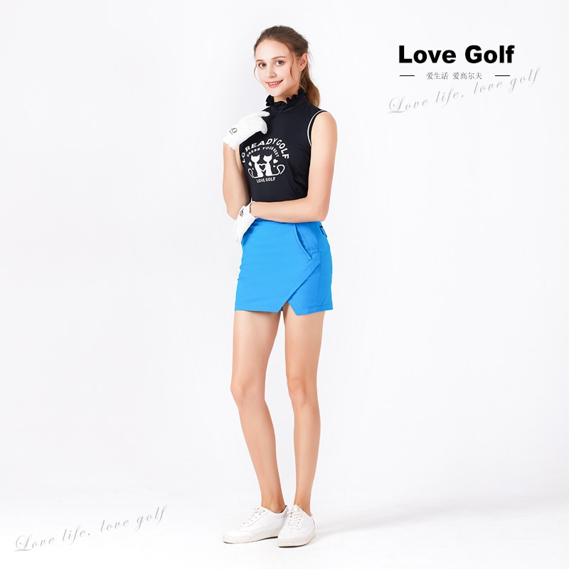 Golf jakkesæt til kvinder ærmeløs kortærmet t-shirt blå golf kort nederdel todelt nederdel