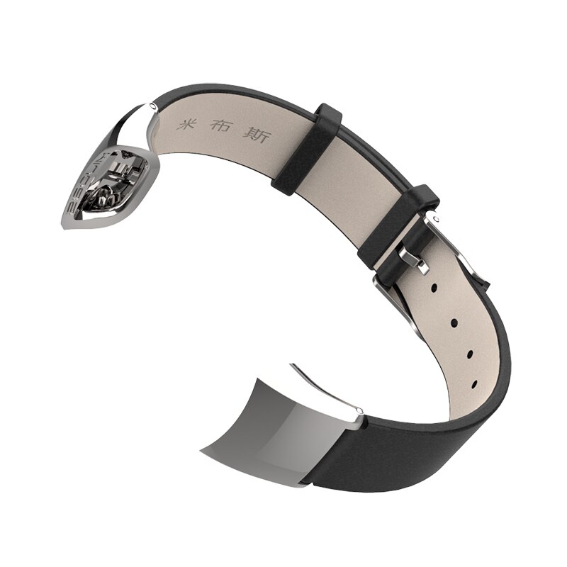 Mijobs Lederband für Huawei Honor Band 4 5 Smart Uhr Handgelenk Band Strap für Honor 4 5 Smart Armband armbänder Strap: Black Silver