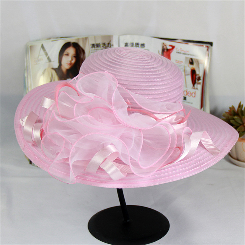 Kentucky Derby Floral Big Brim Hat Women's Organza Wedding Headwear Hat Foldable SunHat Beach with Beaded Festival hat: army green