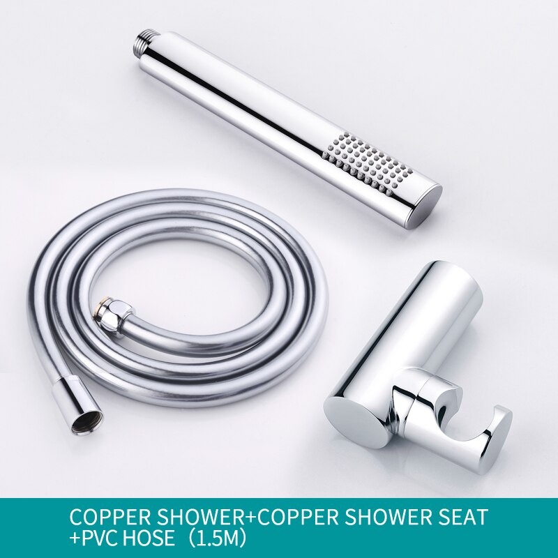 Bathroom Chrome Round Handheld Shower Head with Brass Bracket Holder and PVC Hose Shower Set: Whole Shower Set