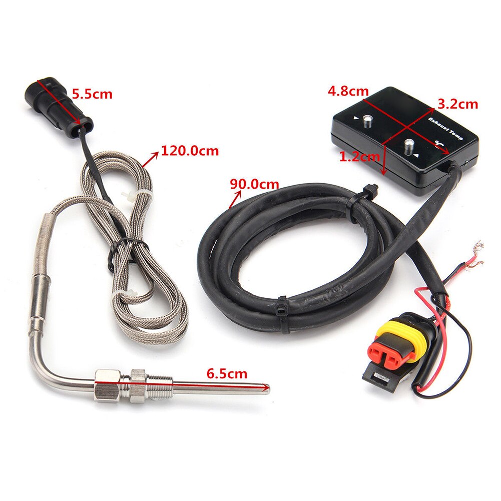 12V Exhaust Gas Temp Gauge Digitale Auto Led Egt Met Sensor Motorfietsen