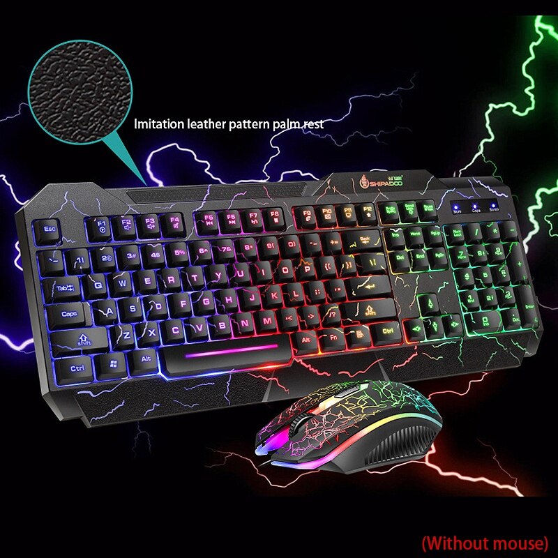 Shipadoo K620 Wired Keyboard, Colorful Crack Backlit Gaming Robot Feel USB Computer Gaming Keyboard