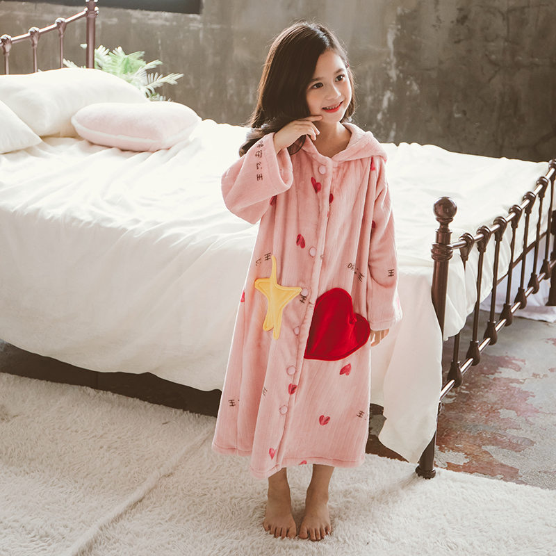 Söta koreanska barn pyjamas för flickor vintage barn badrockar pyjamas för flickor morgonrock morgonrock nattkläder varma barn morgonrock