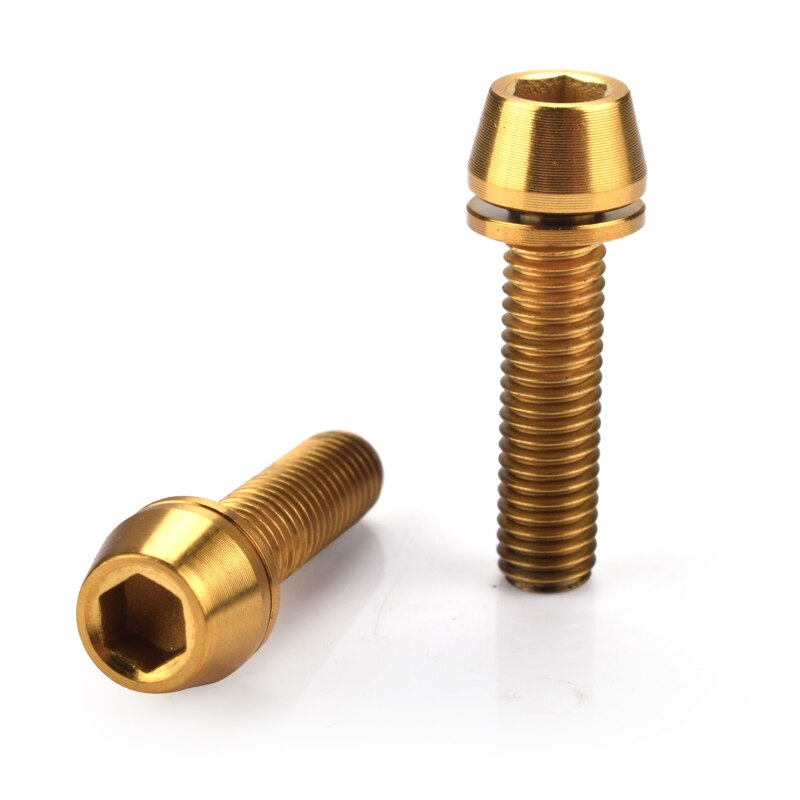 M6 * 20mm Ti śruba ze stopu tytanu z podkładką górski kierownica rowerowa szosowa wspornik rowerowy robić mostka rowerowego śrubin kolorowe śrubin 2 sztuk: 2szt złoto