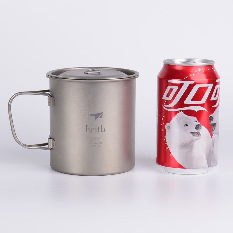 Keith draussen Titan Wasser Becher Mit Klapp Griffe Titan Deckel Getränk Camping Tassen Ultraleicht Reise Becher 220 ml-900 ml: 600ml Ti3207