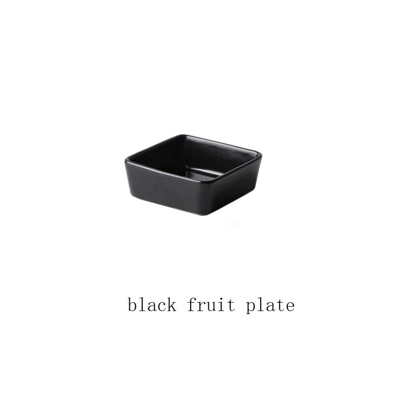 Ceramic Dessert Nut Snacks Plate Bamboo Wood Tray Multi Grid Dessert Plates Multifunction Foods Classify Snack Dishes: black