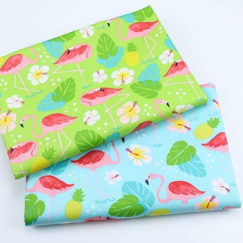 Tela de algodón con estampado de piñas y flamencos de Syunss para Diy, colcha de Patchwork, cunas para bebés, cojines de tela, mantillas de costura