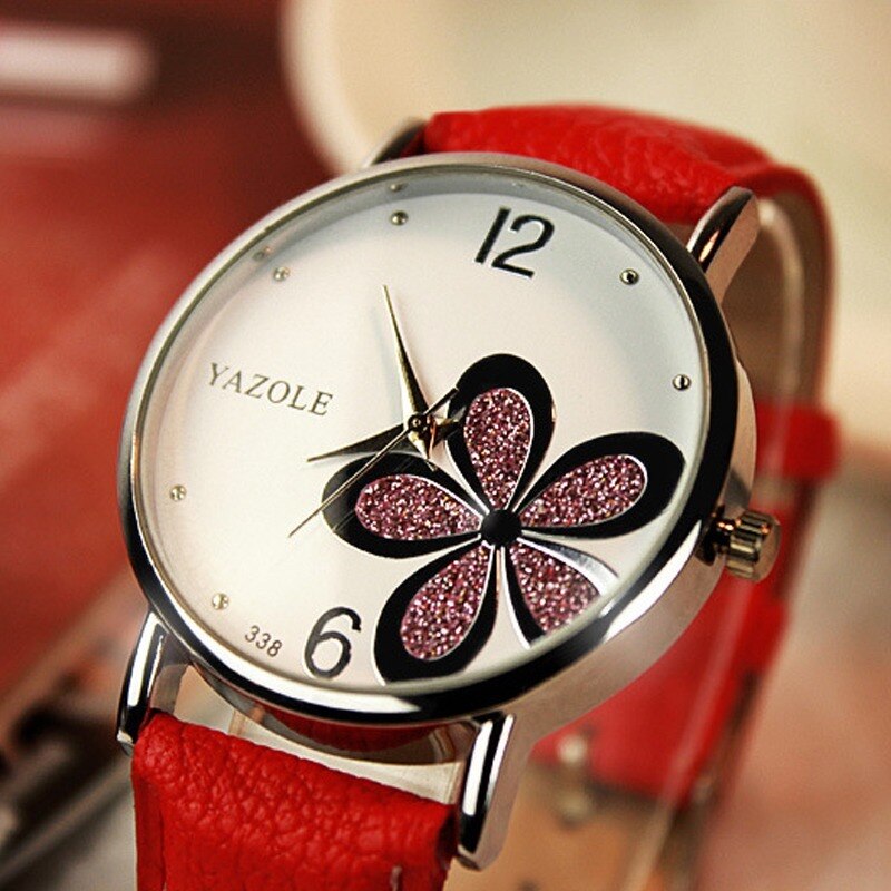 Watches Women Leather Strap Flower Female Clock Ladies Quartz Wrist Watch Montre Femme Relogio Feminino