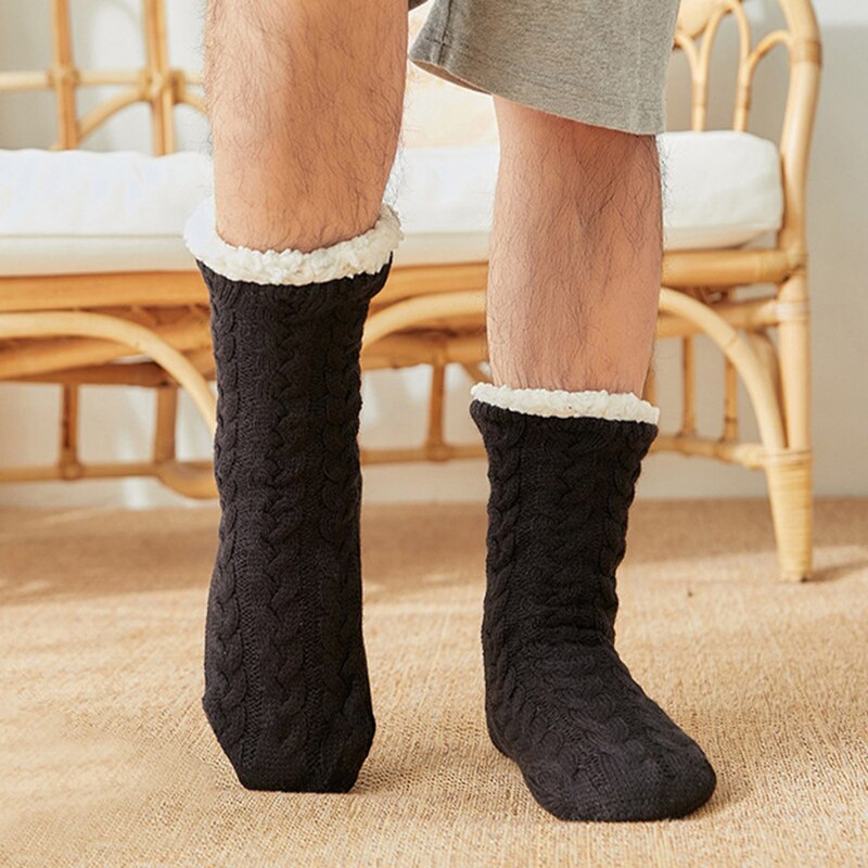 Tøfler menn vinter hjemme tøfler innendørs gulvsokker sko voksne varme tykkere pluss furry slides myke tøfler hommes chaussures: 05