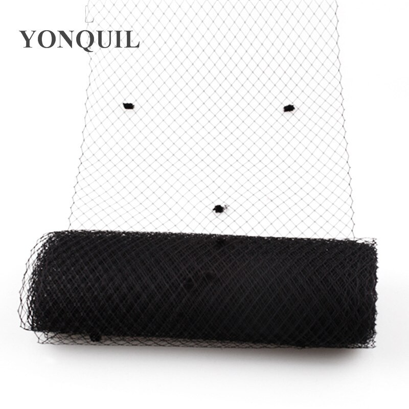 Lilla 5 yards pr. parti fuglebur slør med prik 45 cm bredde russisk slør netting bryllup prik slør stof gør-det-selv hårtilbehør: Sort